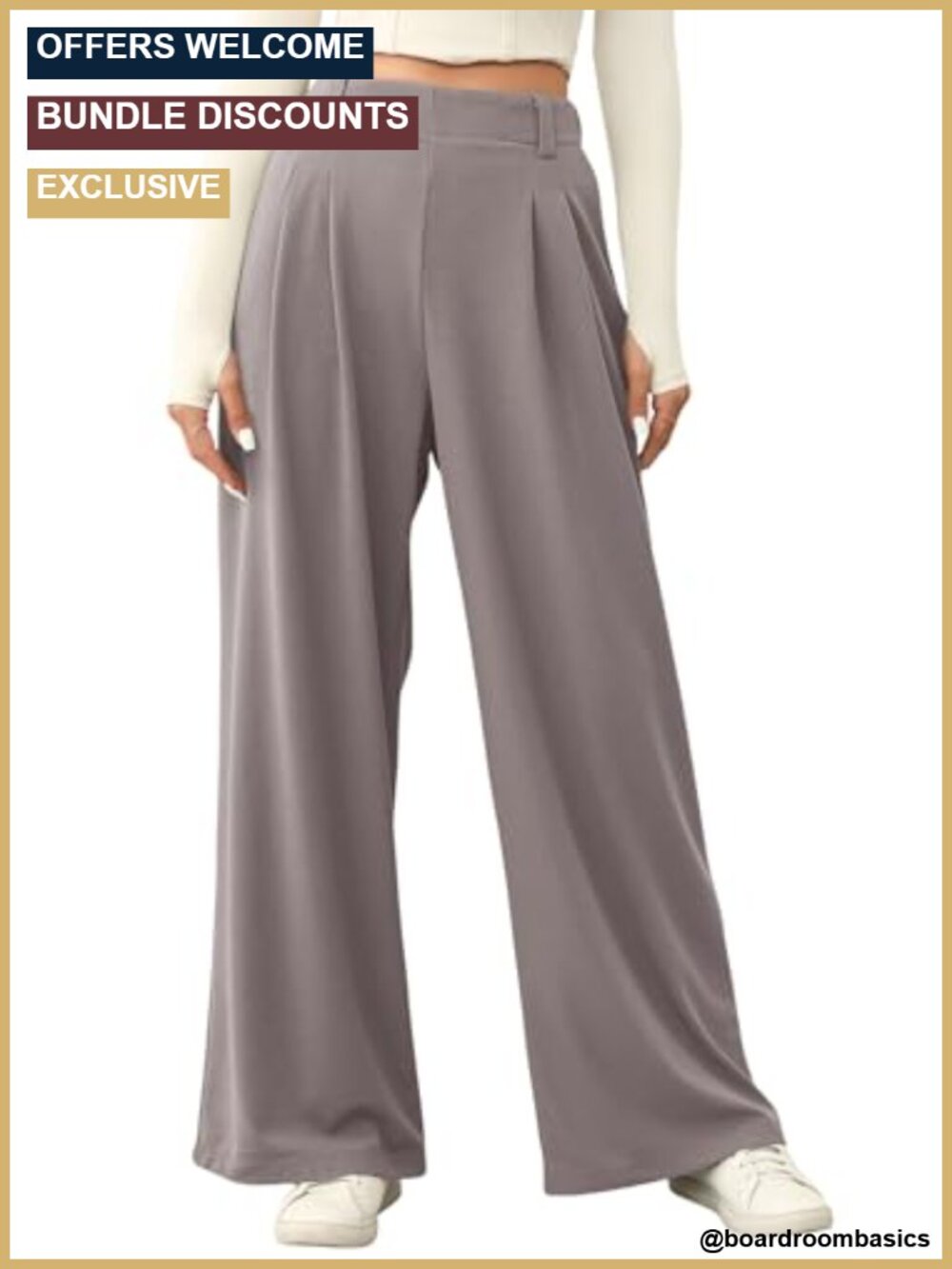Wide Leg Fleece Lined Pants High Waisted Waffle Knit with Pockets Work Lounge